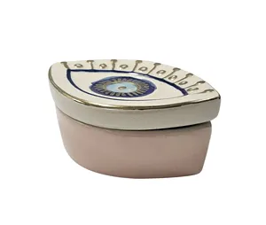 Eye shape ceramic food container with lid for food use for kitchen home restaurant hotel on wholesale price by indian manufatur