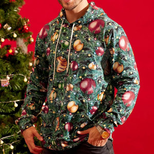 Sudadera con Capucha para Hombre, Diseño Navideño de Invierno, Cierre de Cremallera, Color Sólido, Alta Calidad, Colores Personalizados, Algodón/Poliéster, Secado Rápido - Product Image 6