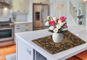 Handcrafted Beaded Rectangle Beige-Golden <b>Table</b> <b>Mat</b> for Weddings Christmas Decorations Family Gatherings Parties - Product Image 2