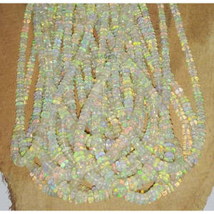 Ethiopian AAA Grade Natural Smooth Multi Fire <b>Opal</b> Stone Strand 3mm Ceramic Rondelle Beads for Jewelry Making White Color - Product Image 2