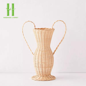 Vase en rotin tissé à la main d'urne en osier élégant de haute qualité pour fleurs sèches Vase de table en rotin minimalisme du Vietnam - Product Image 6