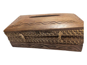 Boîte à mouchoirs et support en bois sculpté vintage, motif floral, qualité supérieure, design gravé, pour un style d'intérieur classique, Tradebyd - Product Image 3