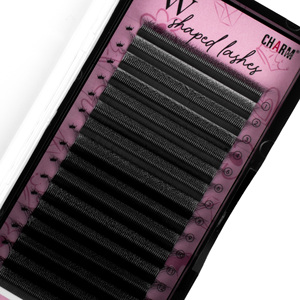 Extensions de cils allemandes PBT de haute qualité en forme de W, 4-25mm, double pointe, volume, bouquets pré-faits, CharmLash, cils longs naturels - Product Image 5