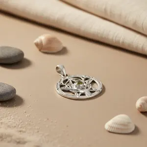 Colgante de Pentagrama de Ciervo de Plata 925 con Gema de Amatista Verde, Joyería Religiosa con Diamantes para Regalo, Colgantes con Diseño de Gota - Product Image 3