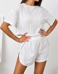 ชุดเสื้อกางเกงขาสั้นระบายอากาศครึ่งแขนสำหรับผู้หญิงชุด2ชิ้นสำหรับฤดูร้อน - Product Image 4