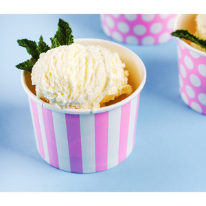 250pcs 120cc Tasses à crème glacée en papier jaune Fruits et rayures moyennes - Product Image 3