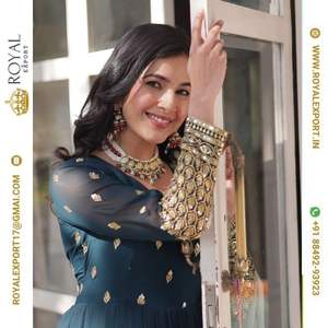 Vestido de trabajo de diseño de moda para boda y fiesta, estampado Digital elegante con secuencia bordada, Dupatta - Product Image 3