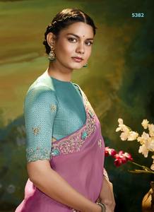 Saree de seda de diseñador, tejido de vidrio suave, borde bordado, estilo tradicional moderno, fiestas de boda, ropa de mujer de alta calidad - Product Image 2