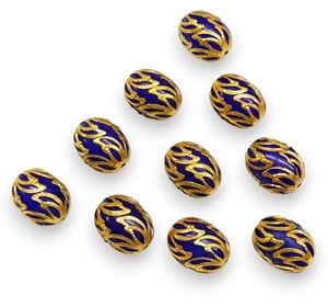 Cuentas de cristal de loto púrpura de 15x11mm con tapas decorativas doradas | Cuentas elegantes de joyería y artesanía - Product Image 6