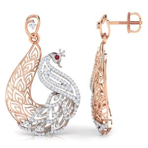 Fashionable Yellow Gold <b>Earrings</b> Peafowl Trellis Gemstone Drop EarFlower <b>Hoop</b> Diamond Sliver 925 Women <b>Earrings</b> - Product Image 2