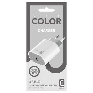 Cargador USB Tipo-C STYLECOLOR 20W Power Delivery Blanco ACHUSBCSMARTPD20WW - Product Image 2