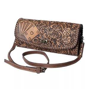 Bolso Bandolera Vintage Thunderbird para Niñas, Bolso de Mano con Tallado Floral Hecho a Mano, Cuero Genuino, Cierre de Cremallera, Borla Decorativa - Product Image 4