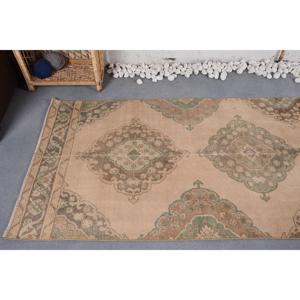 Vintage Turkish <b>Runner</b> <b>Rug</b> 3.3x12.6 ft, Beige Solid <b>Rug</b> Wool - Product Image 5