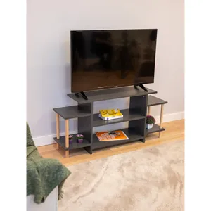 Unità TV legno gambe supporto TV ripiano arredo moderno-quercia zaffiro-120 Cm