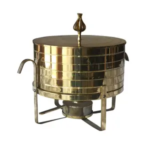 Forma cilindrica circolare di design scaldabagno cibo Hotpot con coperchio di vista antico scaldabagno per Catering che serve cibo in pentola