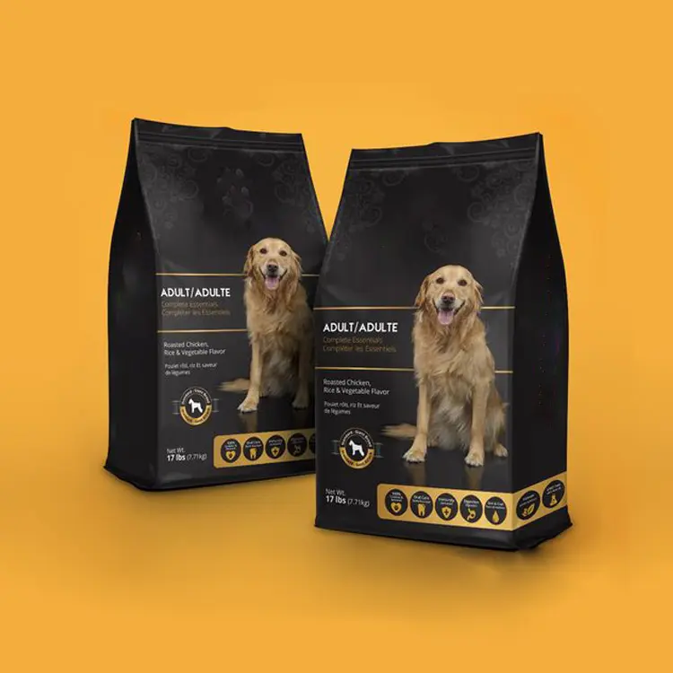 5kg 10kg 15kg 20kg 25kg Personalizar papel de aluminio resellable Perro Gato Plástico Fondo plano Bolsas de alimentos para mascotas Bolsa de embalaje