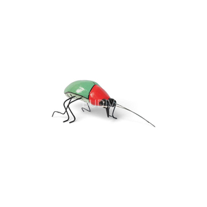 Budivis - Figura Decorativa de Escarabajo de Madera Pintada a Mano, Color Verde, con Cabeza Roja y Patas de Metal, de Bali, para Decoración de Jardín - Product Image 2