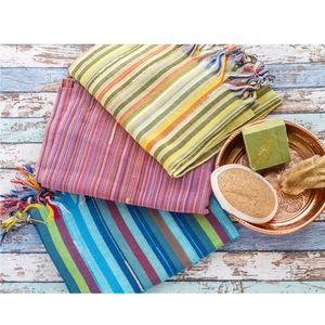 Toallas turcas Kikoy, elegante, moderno, 100% algodón, diseño a rayas con borlas, toalla de playa turca súper seca en Stock - Product Image 6