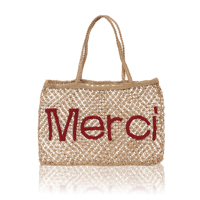 Sac fourre-tout en jute naturel au crochet, couleur unie, avec broderie rouge, style bohème, pour l'été, la plage, les voyages et l'usage quotidien, design ouvert