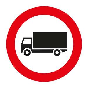 Señal de Tráfico Reflectante TT-10a, Prohibido el Paso de Camiones, Señal de Advertencia de Seguridad con Soporte para Uso en Carreteras - Product Image 1