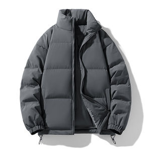 Veste d'hiver de couleur unie grande taille pour hommes, nouveau col montant épais en duvet pour les sports de plein air - Product Image 1