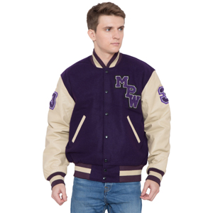 Veste bomber en cuir brodée en chenille personnalisée, veste de baseball, veste de survêtement pour homme - Product Image 1
