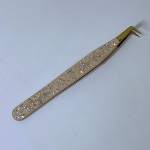 Pinzas para pestañas con purpurina Acero inoxidable Calidad fina Pinzas para pestañas rectas y curvas Suministros para extensiones de pestañas - Product Image 5