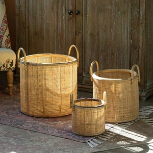 Ensemble de 3 paniers décoratifs en rotin bohème, paniers de rangement faits à la main, rotin naturel, multifonctionnels, modernes, fabriqués au Vietnam - Product Image 4