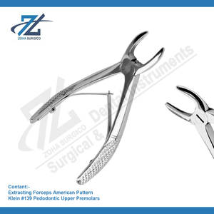 Fórceps de extracción Patrón inglés Klein #139 Premolares superiores pedodónticos Juego dental Instrumentos quirúrgicos Fabricante Pakistán - Product Image 2