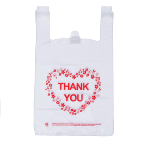 ถุงใส่เสื้อยืดพลาสติกถุงใส่ขอขอบคุณที่จับเสื้อกั๊กสำหรับบรรจุภัณฑ์ซูเปอร์มาร์เก็ตทำจากโรงงานสีสันสดใสสั่งทำ - Product Image 4