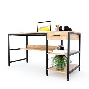 BD68079 Wooden Computer <b>Desk</b> with 140x60cm Drawers Integrated <b>Shelf</b> Adjustable Storage-Durable Metal Features - Product Image 3