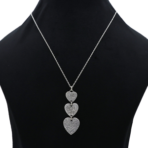 สร้อยคอจี้ดีทำจากเงินแท้925สง่างามสามรูปหัวใจประดับเพชรไข่มุกโรสโกลด์สไตล์อินเทรนด์สำหรับงานแต่งงาน - Product Image 2