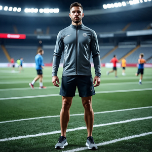 ชุดกีฬาฤดูหนาวของผู้ชายแจ็คเก็ตผ้านิ่มสำหรับฝึกวิ่งวิ่งระบายอากาศได้ดีมีซิปคอตั้งด้านหน้าแบบลำลอง - Product Image 4