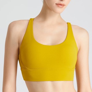 Soutien-gorge de course de style sportif sans couture pour femmes séchage rapide respirant bonnets rembourrés amovibles soutien élevé Yoga entraînement haut avant - Product Image 3