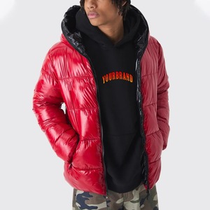 Chaqueta Acolchada para Hombre, Estilo Urbano, Holgada, con Forro Acolchado, Repelente al Agua, Diseño Sólido Brillante de Poliéster, OEM - Product Image 4