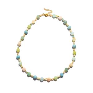Collier en argent sterling plaqué or avec beryl multicolore 117,35 carats, chaîne tendance avec accents de diamants - Product Image 1