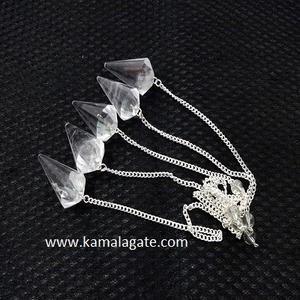 Péndulo facetado de Aventurina verde con cadena, piedra de ágata Natural, péndulos de piedra Reiki, artesanías de piedras preciosas semipreciosas en venta - Product Image 4