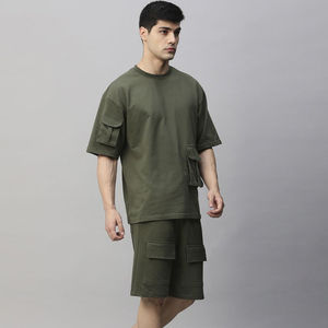 2025 populaire nouveau coton hommes T-shirt + short ensemble vêtements décontractés haute qualité coton fait T-shirt avec correspondant court double ensemble - Product Image 3