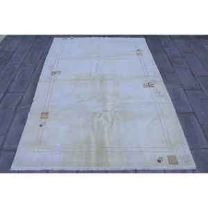 Alfombra Turca Grande, Alfombra Vintage de 6.3x9.4 pies, Alfombra de Lana Blanca - Product Image 1