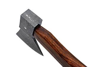 ขวานเหล็กกล้าคาร์บอนตีขึ้นรูปด้วยมือ สไตล์ไวกิ้ง แบบมีหนวด พร้อมด้ามไม้และปลอกหนัง ผลิตตามสั่ง (OEM) - Product Image 5