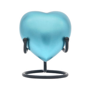 Urne funéraire en forme de cœur en satin bleu 50 ml |   Fournisseur d'usine - Product Image 1