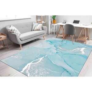 Silver Marble <b>Rug</b>: Modern Shimmery Accent <b>Rug</b>, Printed <b>Rug</b>,<b>Chenille</b> <b>Rug</b> - Product Image 1