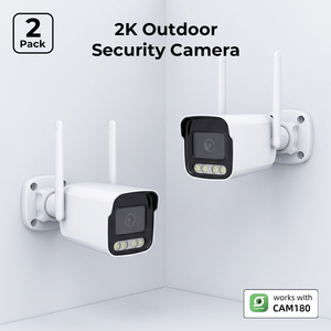 กล้องรักษาความปลอดภัย 2 แพ็คไร้สายกลางแจ้ง 2K 3MP กล้องไวไฟสปอตไลท์สีการมองเห็นตอนกลางคืน AI การตรวจจับมนุษย์ไซเรนปลุก - Product Image 1