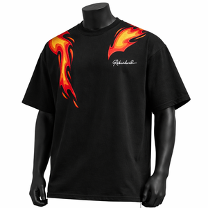 Custom <b>Flame</b> Graphic T <b>Shirt</b> For Men Cotton Streetwear Oversized Black Printed T-<b>Shirt</b> Fashion Tee OEM Wholesale - Product Image 6
