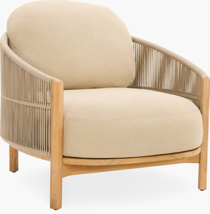 เก้าอี้เท้าแขนกลางแจ้งเชือกและไม้ที่ทันสมัย - Product Image 4