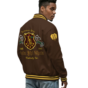 Iota Phi Theta 1963 classique Varsity Jacket Letterman Style marron or grec vie vêtements fraternité collège vêtements d'extérieur - Product Image 5