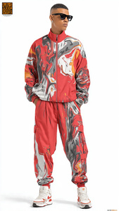 Ensemble sweat-shirt à col montant et pantalon de jogging ample pour homme, streetwear d'hiver, survêtement en polaire, pantalon en polaire ample pour homme - Product Image 3