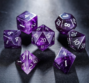 ลูกเต๋าอเมทิสต์ดันเจี้ยนมังกร DND RPG 7ชิ้นชุดลูกเต๋าพลอยสีม่วง - Product Image 4