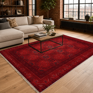 Alfombra lavable Netline Home Lantern Heritage de color rojo intenso - Product Image 1