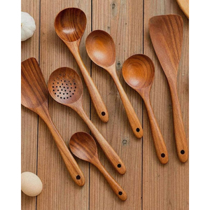 Ensemble de couverts en bois réutilisables couverts en bambou naturel cuillère fourchette couteau pour restauration camping pique-nique et cuisine à domicile - Product Image 5